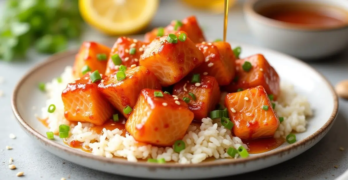 Hot Honey Salmon Bites